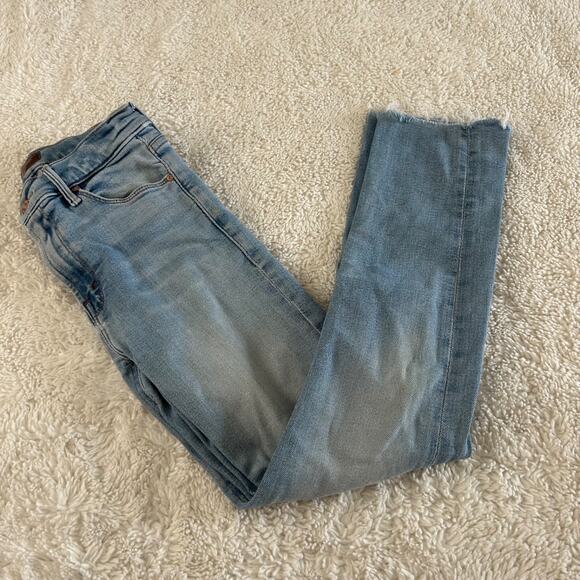 Mother Denim - Mother Jeans Womens 25 Blue The Mid Rise Dazzler Ankle Fray Slim Stretch Raw Hem